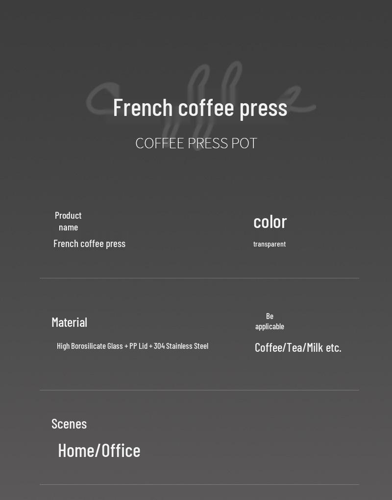 High Borosilicate Glass French Press & Pour-over Coffee and Tea Maker