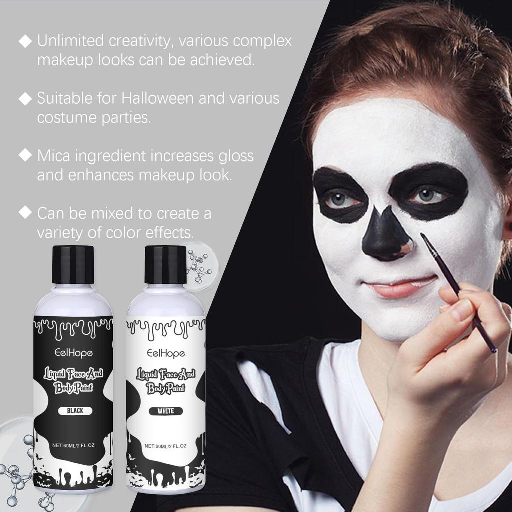 Halloween Party Quick-Dry Body Paint Liquid, Foundation Makeup, Clown Multicolor Body Paint Liquid