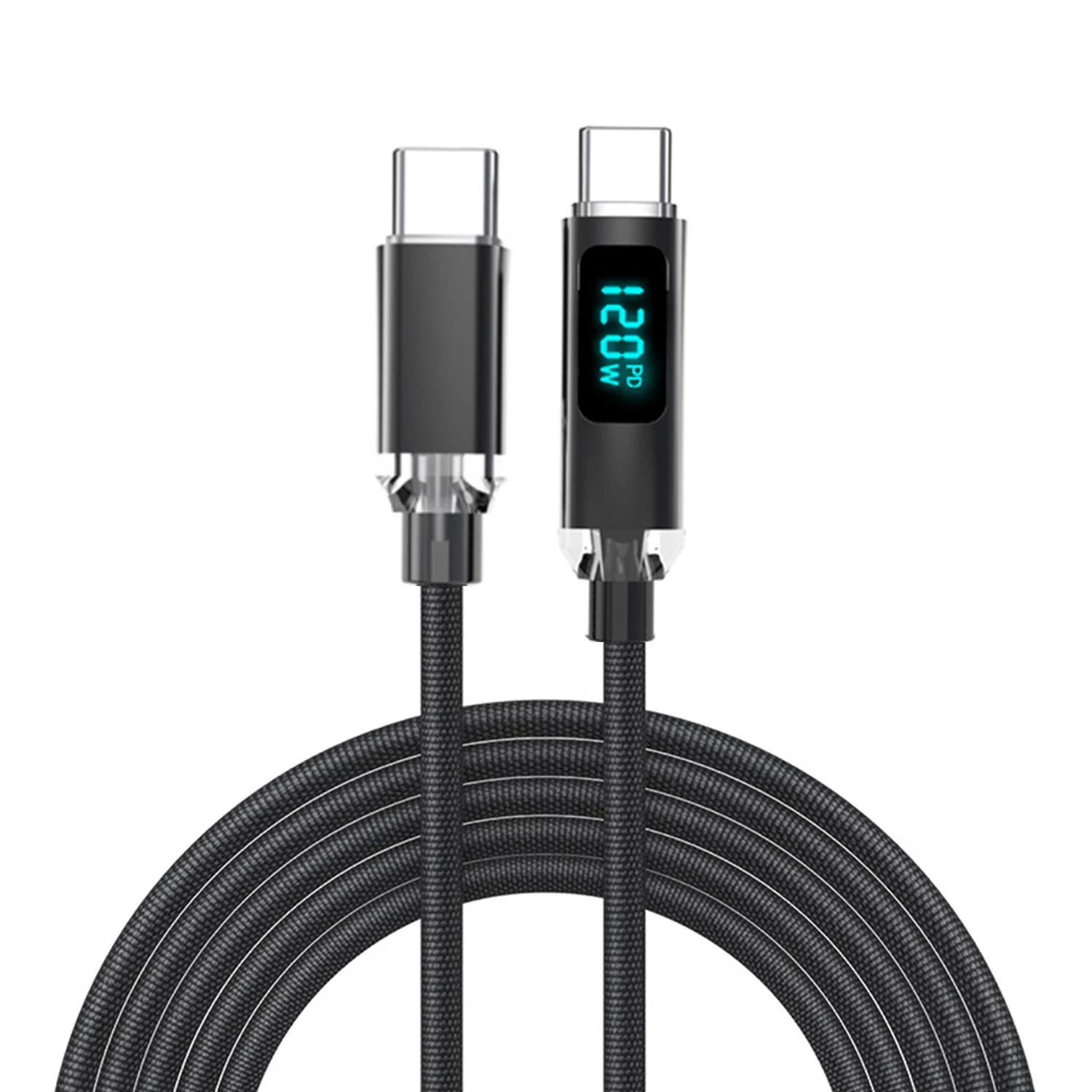 

120W Type C Cable Super Fast Charger Cord Quick Charge USB C Nylon Data Cables For iPhone 15 Pro Samsung Xiaomi Huawei POCO OPPO 1m