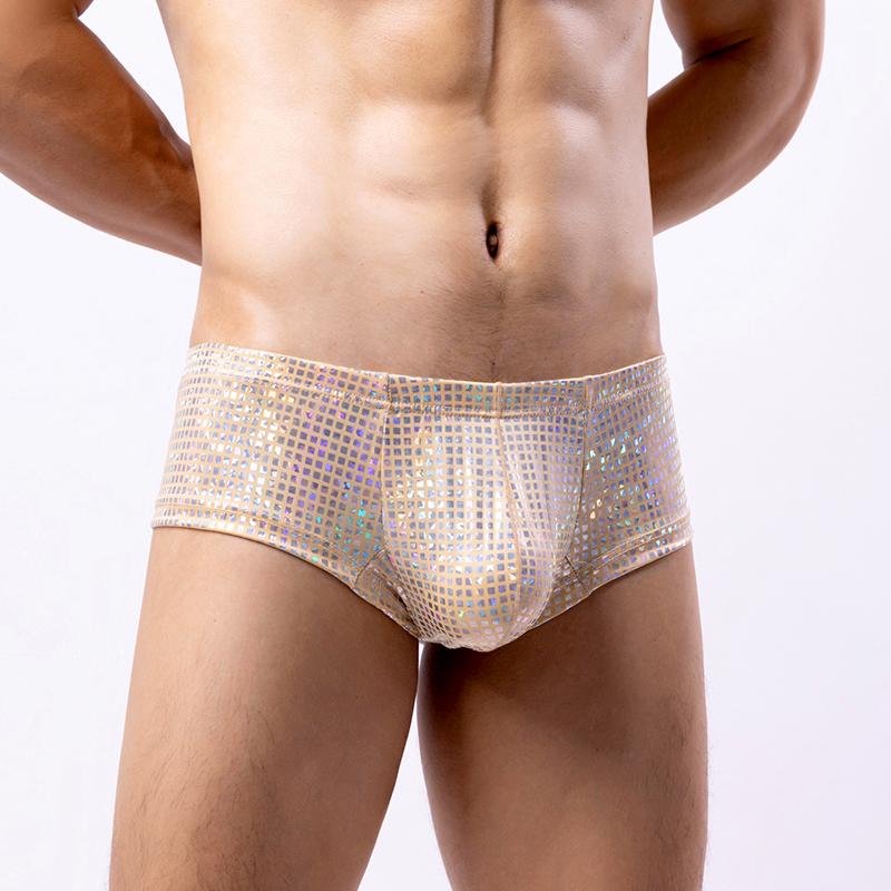 1Pc Polyester Sexy Mens Briefs Bikini Trunks Underpants U Pouch Underwear Sequins Boxer Shorts