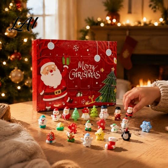 Christmas Advent Calendar Merry Calendar with 24 Stress Relief Squeeze Toys Toys Days Xmas Countdown Box Holiday Party Gift