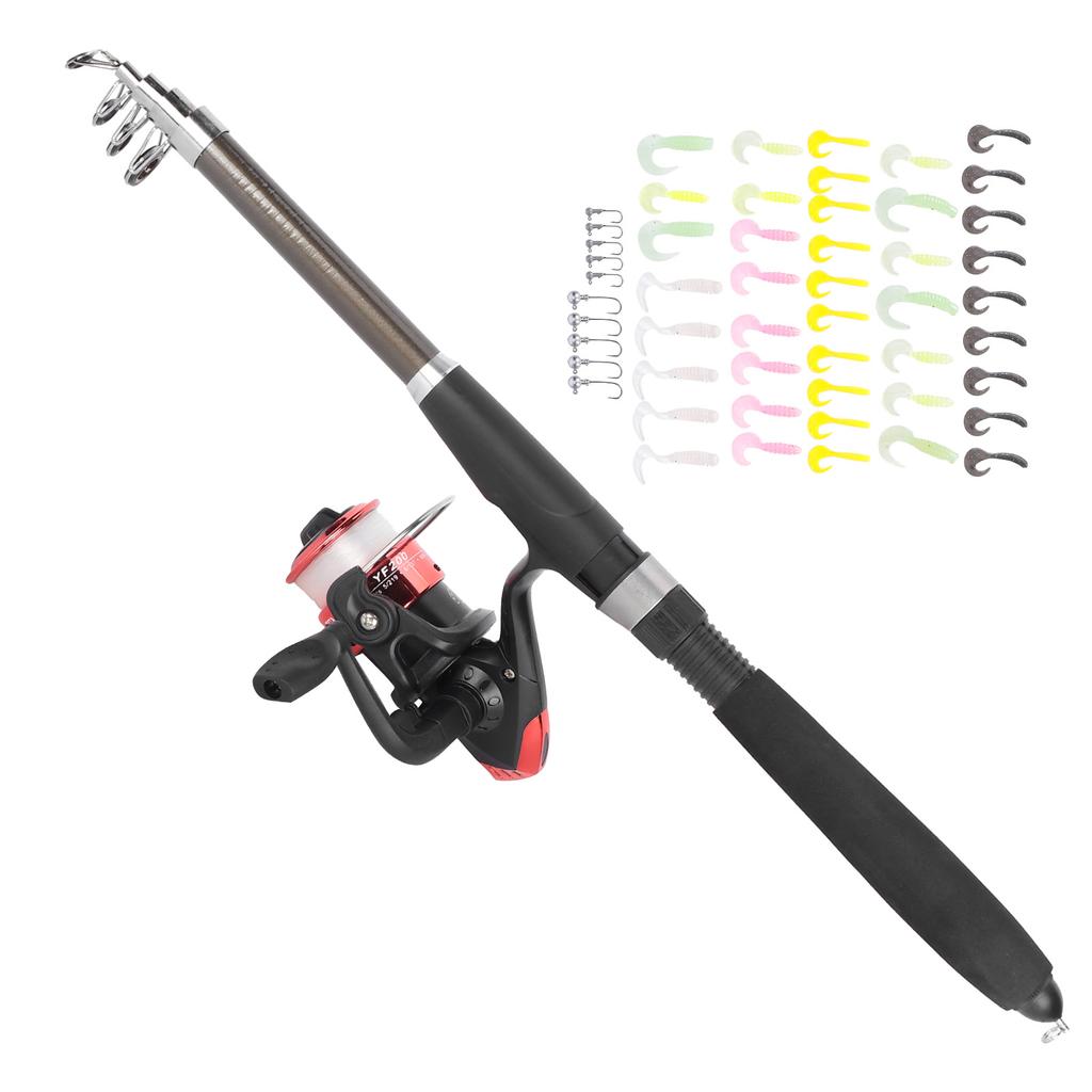 Telescopic Fishing Rod and Reel Combo Kit with Lure Outdoor Fishing Accessory with Carry on Bag