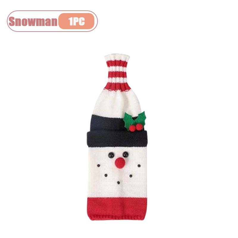 Knitted Christmas Wine Bottle Cover Santa Wine Sleeve Champagne Bottle Set Party Decoration for Restaurant Dining Table Setup
