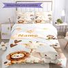 3pcs Custom Name Animals Bedding Set Duvet Cover Closure Includes 1 Duvet Cover & 2 Pillowcases, Soft and Comfortable for All Seasons.