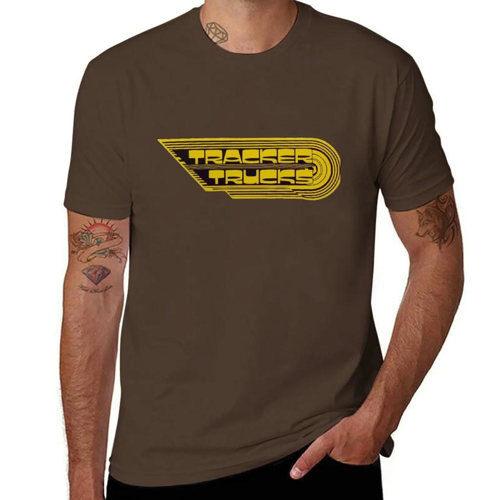 Tracker Trucks, Retro Skateboard T Shirt Design T-shirt Graphics Korean Fashion Black T-shirts for Men