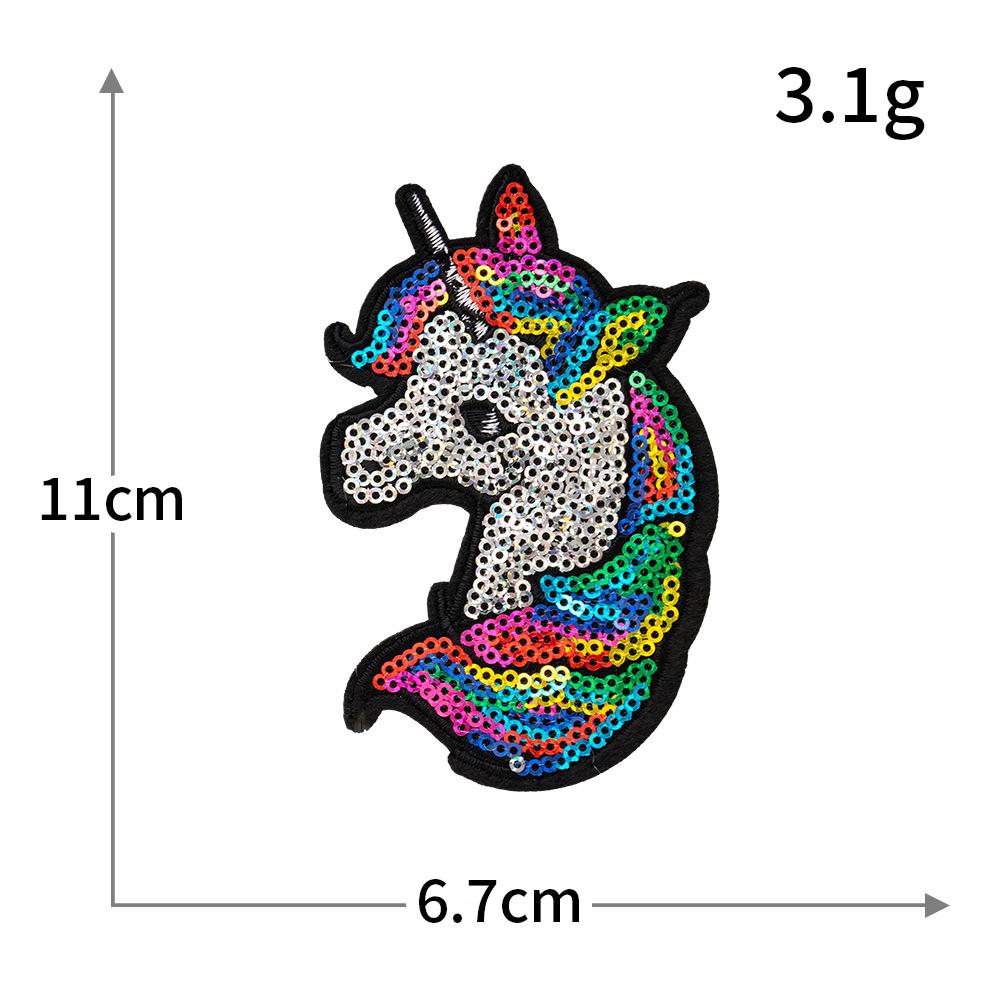 Sequin Pegasus Unicorn Computer Embroidery Cute Cartoon Pony Embroidery Cloth Sticker Clothes Decoration Badge Sticker