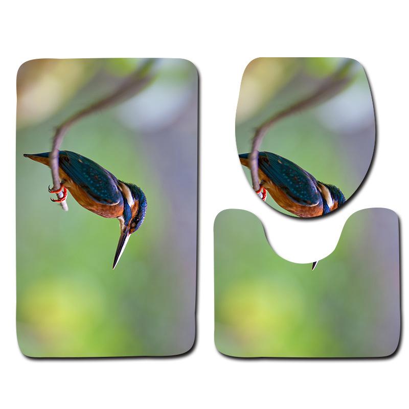 Kingfisher Floor Mat Bathroom Mat Toilet Three-Piece Set