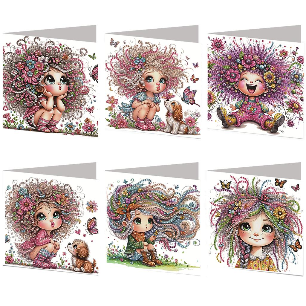 6pcs DIY Rhinestone Diamond Art Mosaic Postcards Diamond Art Greeting Cards for Xmas Birthdays Thanksgiving & Special Occasion