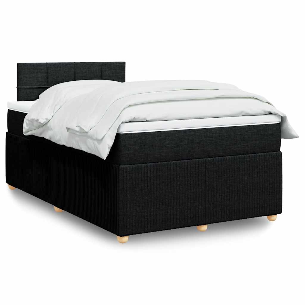 Vidaxl Continental Bed With Mattress, Black, 120X190 Cm, Fabric