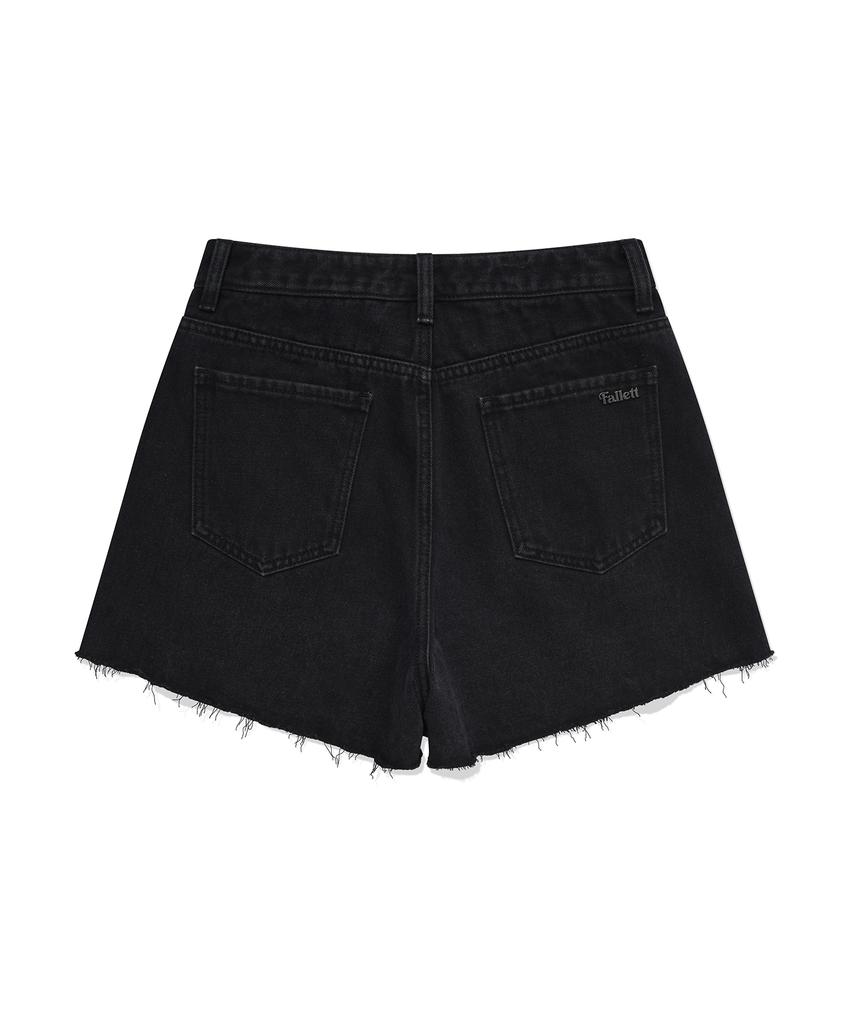 FALLETT Cut-Off Denim Shorts Black