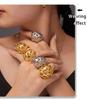 Qiong Yao 18K Gold-Plated Stainless Steel Hollow Statement Ring with Smooth Surface