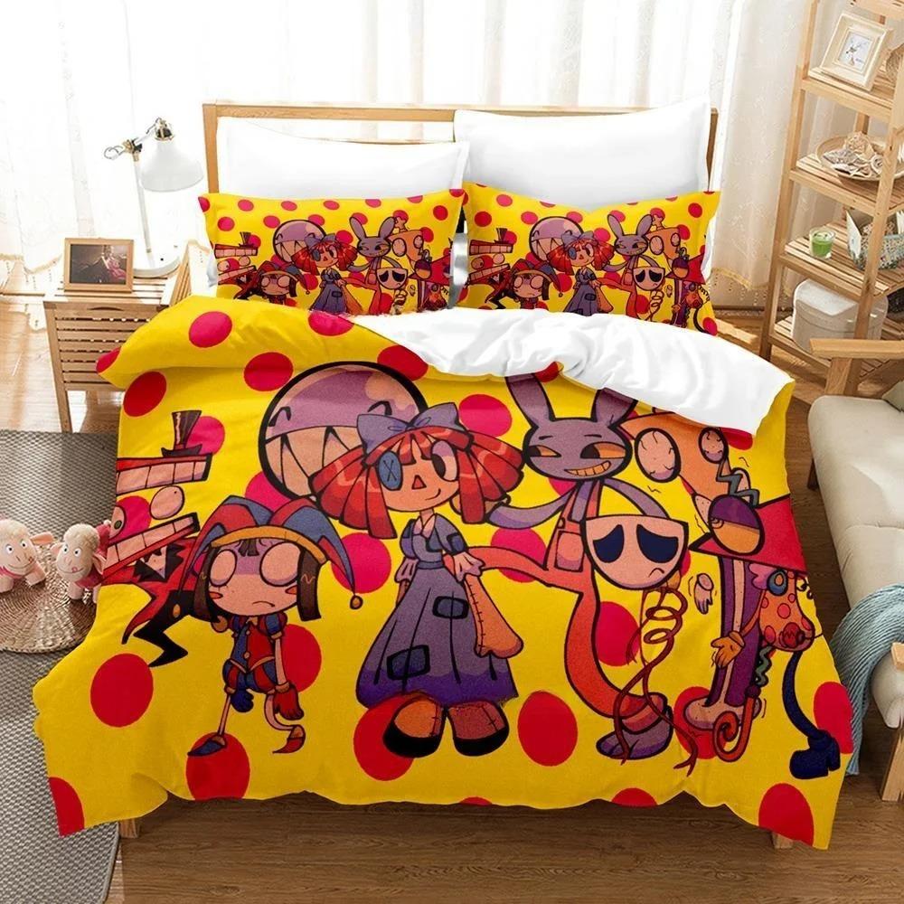 3D Printing The Amazing Digital Circus Bedding Set Cartoon Anime Three-piece Set Adult Kid Bedroom Duvetcover Sets Home Textiles