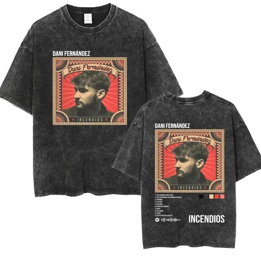 Vintage Washed TShirt Rapper Dani Fernandez Fashion Album Print Harajuku Style Loose Comfort Casual Women And Men Tshirt