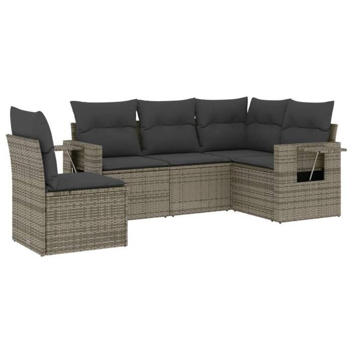VidaXL Salon de Jardin avec Coussins 5 pcs, Canapés de Terrasse, Ensemble de Meubles de Patio, Mobilier d'Extérieur, Gris 3220169