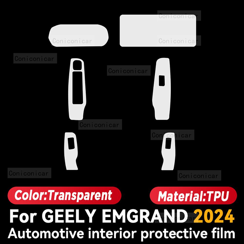 

TPU For GEELY EMGRAND 2024 Transparent Protective TPU Film Car Interior Central Control Navigation Panel Accessories Sticker Left rudder