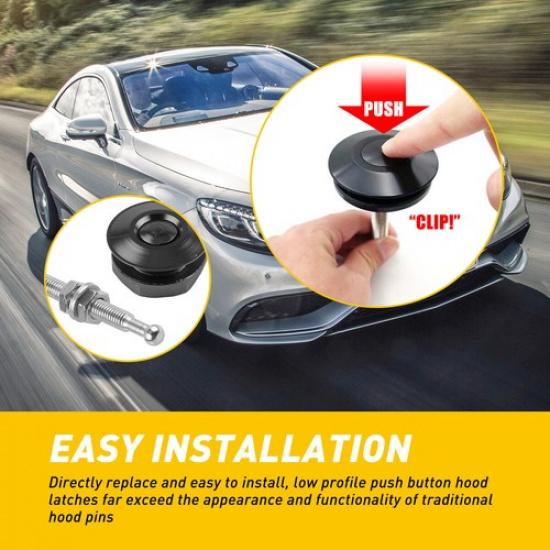 2X Car Bumper Release Quick Push Latch Bonnet Button Hood Pin Lock Clip Silver