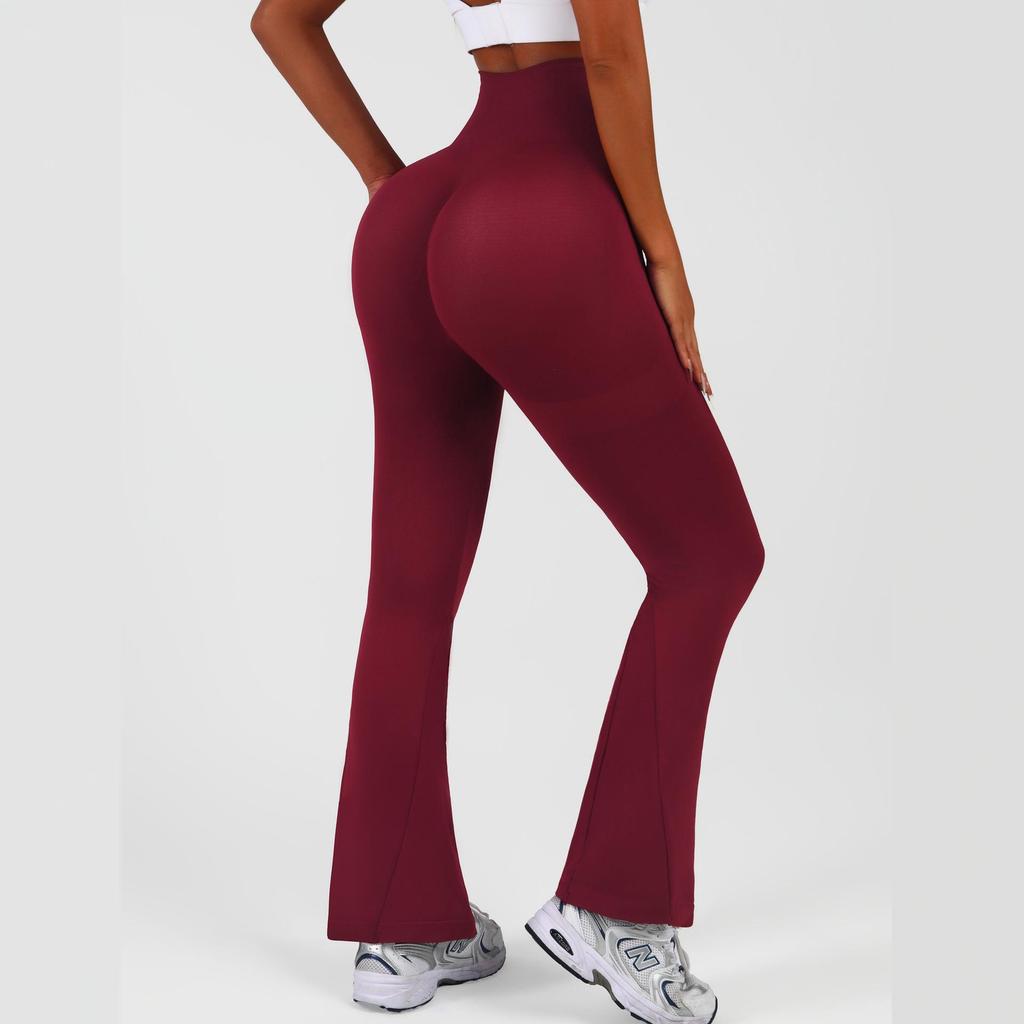 Solid Color High Waist Yoga Leggings - Slim Fit, Flared, Body Shaping, Quick Dry, Casual Fitness Sports Pants