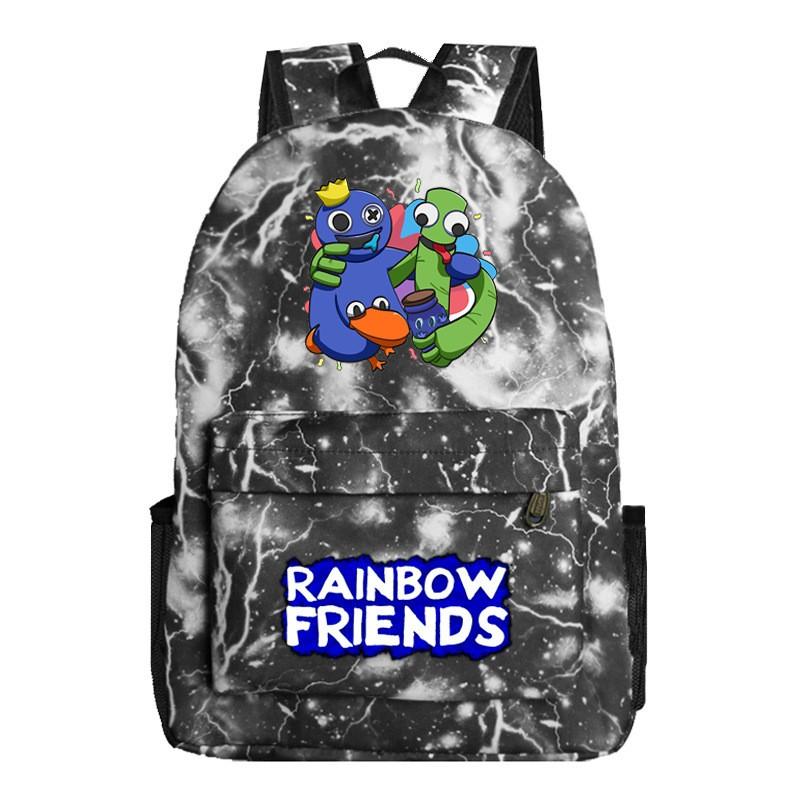 Rainbow Friends Cartoon School Backpack Kids Boys Girls Lightweight Oxford Fabric Bookbag With Ergonomic Shoulder Straps