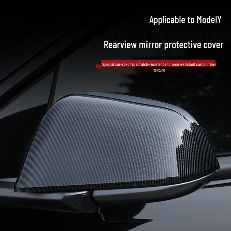 Tesla Model 3/Y Carbon Fiber Texture Rearview Mirror Protective Cover