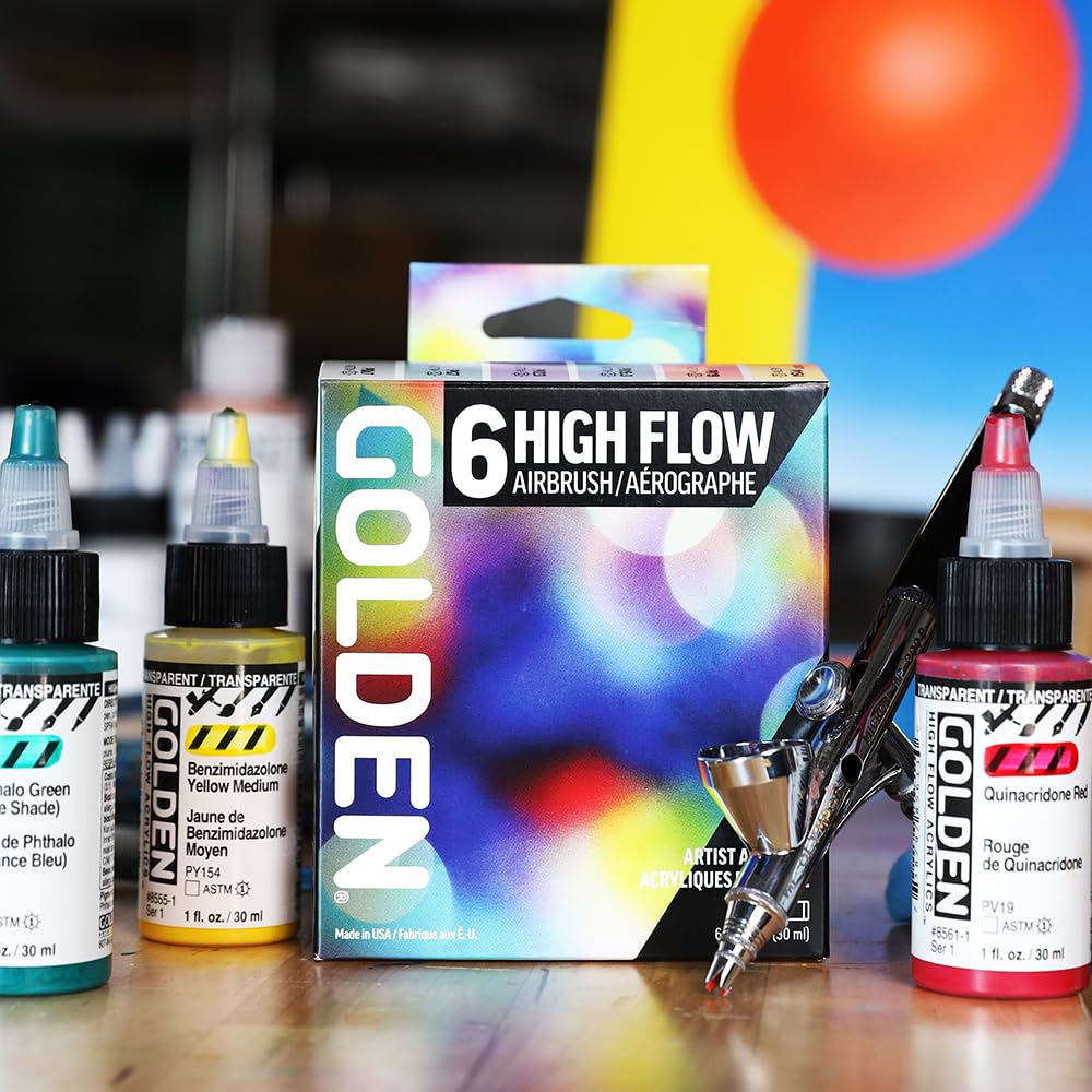 Golden Acrylic High Flow 949 30ml Airbrush 6 Color Set 13120949
