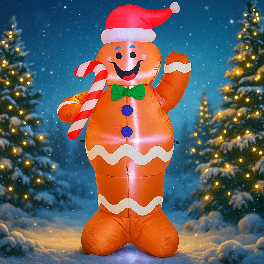 4.92FT Christmas Inflatable Toys With LED Lit Xmas Gingerbread Man Festive Gift Supplies Home Ornament Christmas Yard Decoration