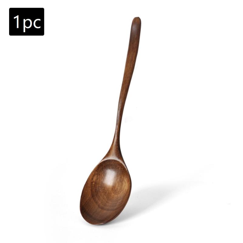 Nanmu Spoon Durable And Easy To Clean Long Handle Large Round Soup Spoon Multifunctional Portable Spoon Tableware