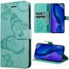 Case for iPhone 17 Pro, Flap Protection Shockproof Anti-Scratch Leather Effect Green with Butterfly Pattern