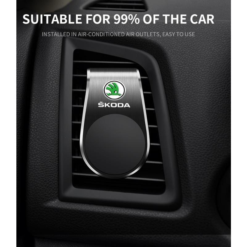 1x Car Magnetic L-shaped Car Dedicated GPS Phone Holder Emblem For Skoda Octavia Fabia a7 Kamiq Kapoq Kodiaq Rapid SCALA Superb Yeti Derivati
