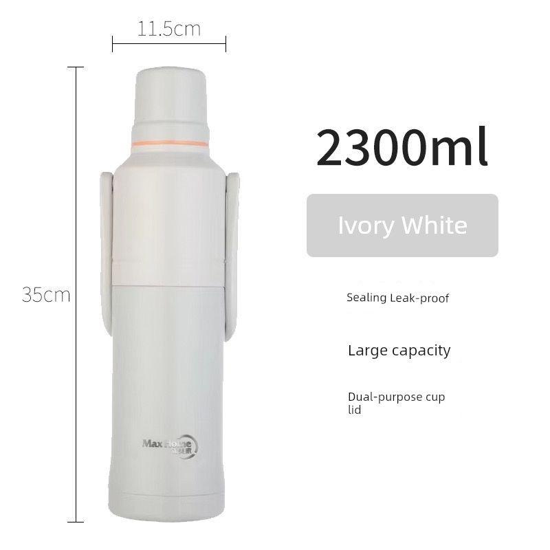 Youmeijia Household Thermos Portable Large Capacity Thermos Stainless Steel Thermos Outdoor Travel Kettle 8193 Ivory White 2300ml