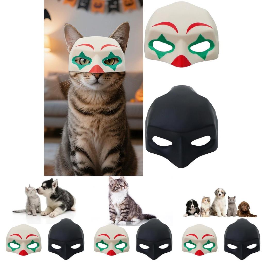 Cosplay Pet Cat Mask With Clown And Batman Style For Festive Events And Costume Celebrations