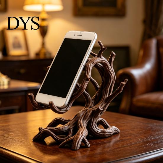 Gadgets para Escritorio de Oficina Modernos Soporte para Teléfono Rama de Árbol Impreso en 3D, Soporte Artístico de Madera Retorcida para Escritorio para Teléfono Móvil, Decoración Orgánica Rústica