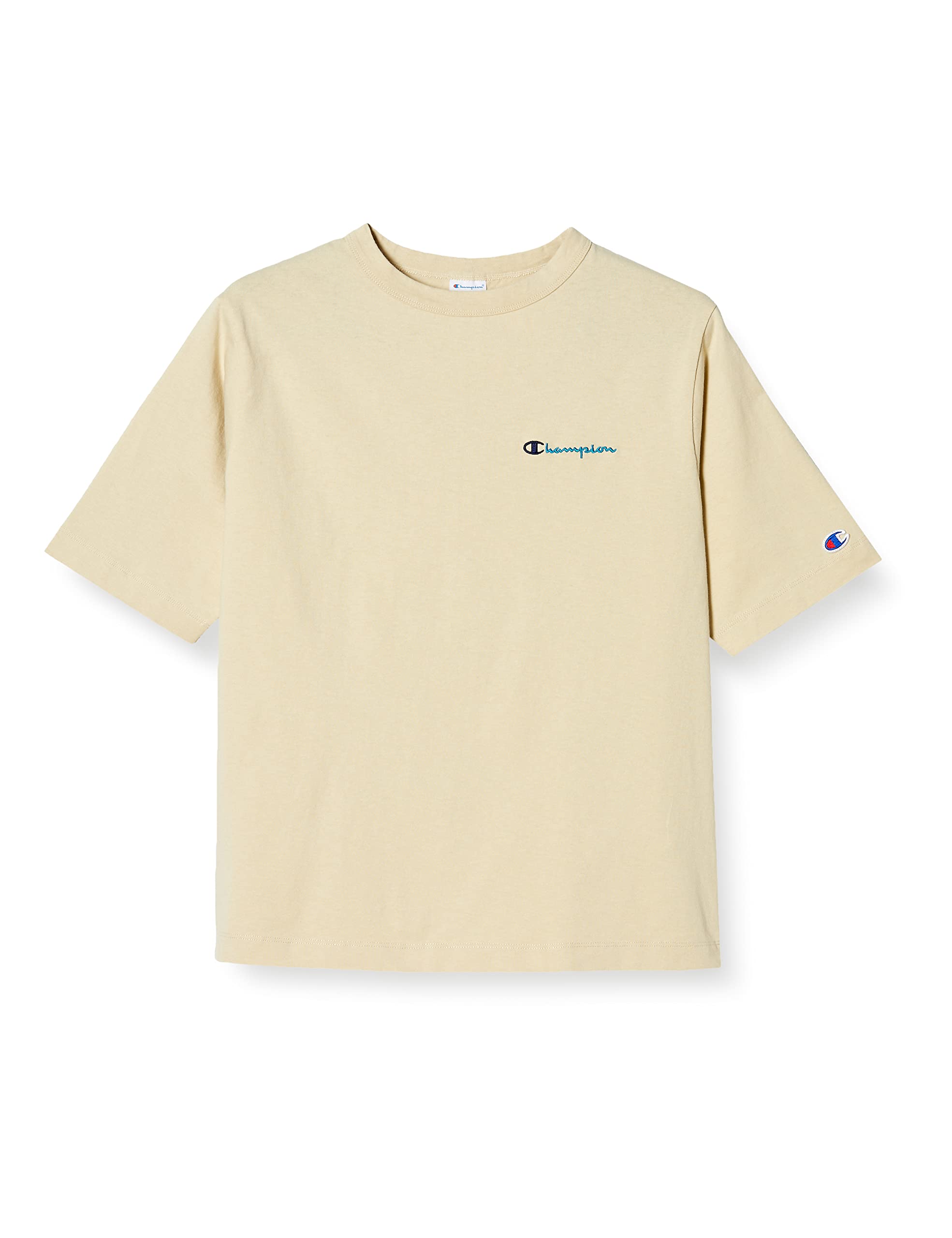

Champion Casual Short Sleeve Sand Size Script Relaxed Fit Women s T-Shirt, Beige, L, CW-V305, 100% Cotton, Logo,