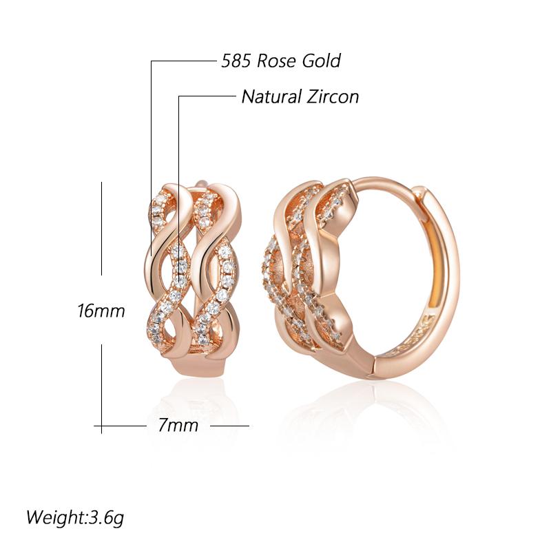 Kienl Shiny Natural Zircon Hoop Dangle Earrings For Women Fashion Rose Gold Color Crystal Vintage Daily Fine Jewelry