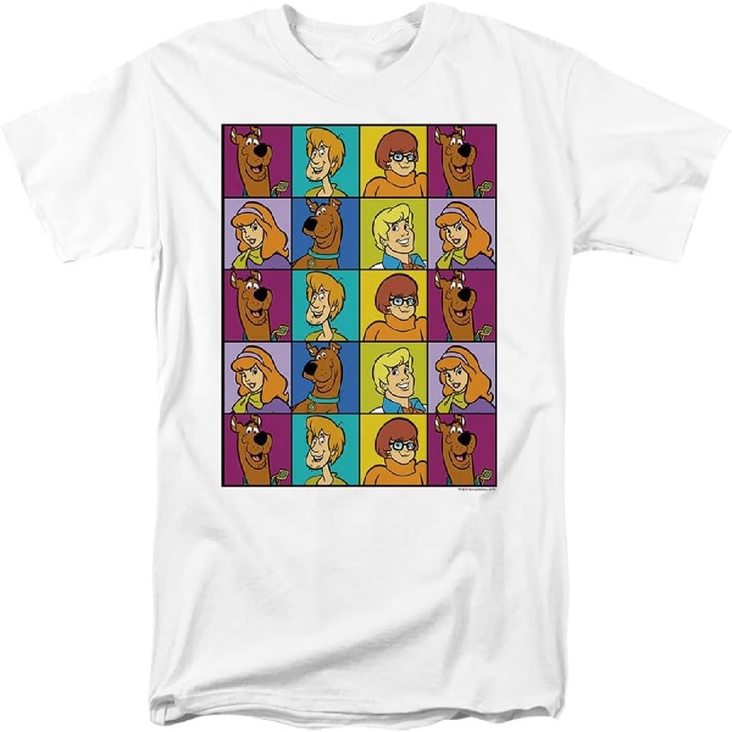 Popfunk Скуби-Ду! Унисекс Футболка для взрослых  Вмешивающиеся Квадраты S белый