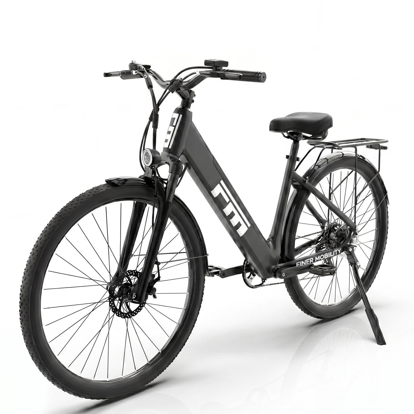 FINER MOBILITY M2 City E-Bike für Erwachsene 36V 13Ah 250W Shimano 7-Gang Schaltung 27,5 Zoll Reifen Schwarz Geeignet für den täglichen Weg zur Arbeit schwarz