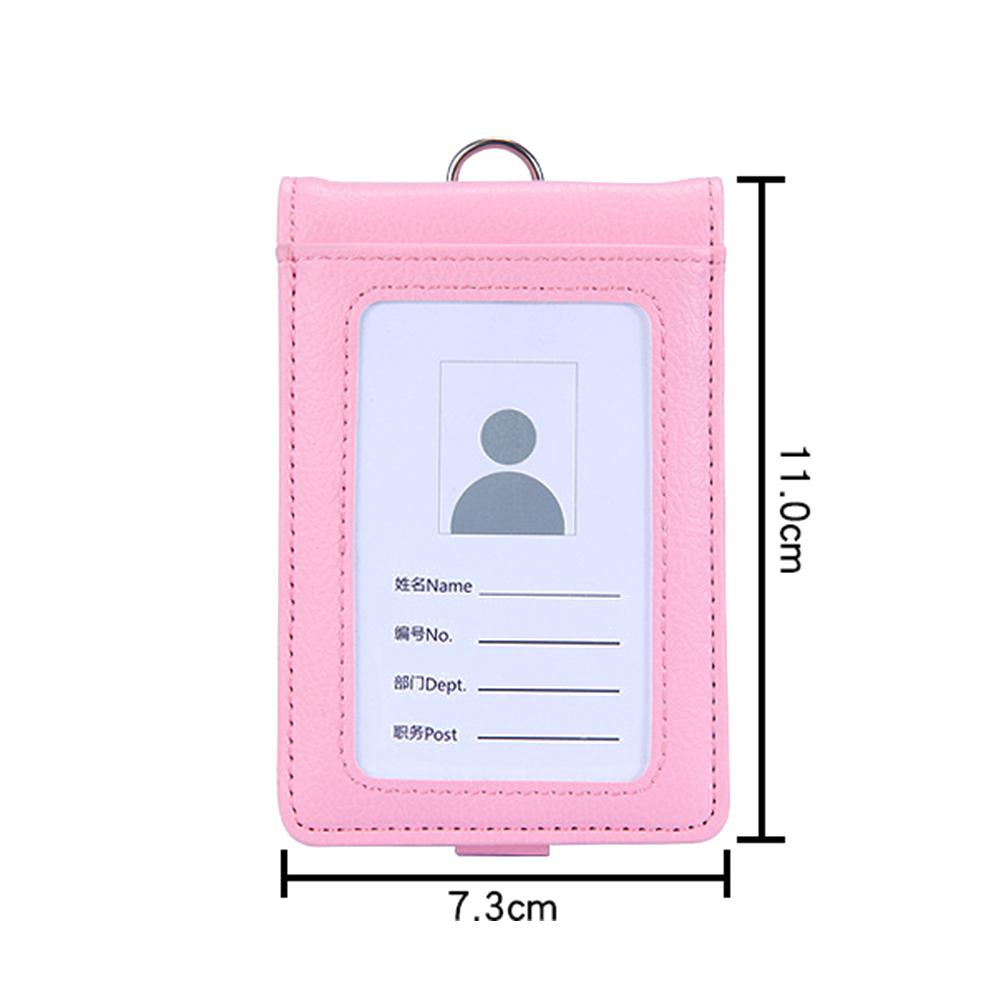 Multifunctional PU Leather Work Card Holder Fashion Women Men Name Badge Holder ID Business Case Office School Bank Credit Card