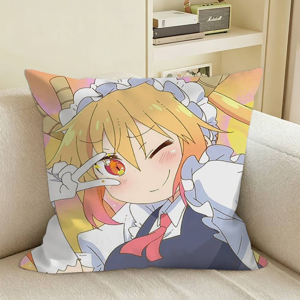 Anime Dragon Maid TTohru Square Sofa Pillow Cover Solid Color Living Room Home Decor Cushion Case