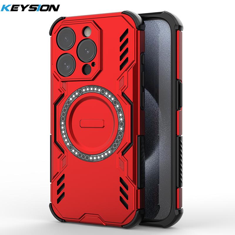 KEYSION Hollow Heat Dissipation Case for iPhone 15 Pro Max Silicone+PC Magnetic Cooling Shockproof Phone Cover for iPhone15 Plus