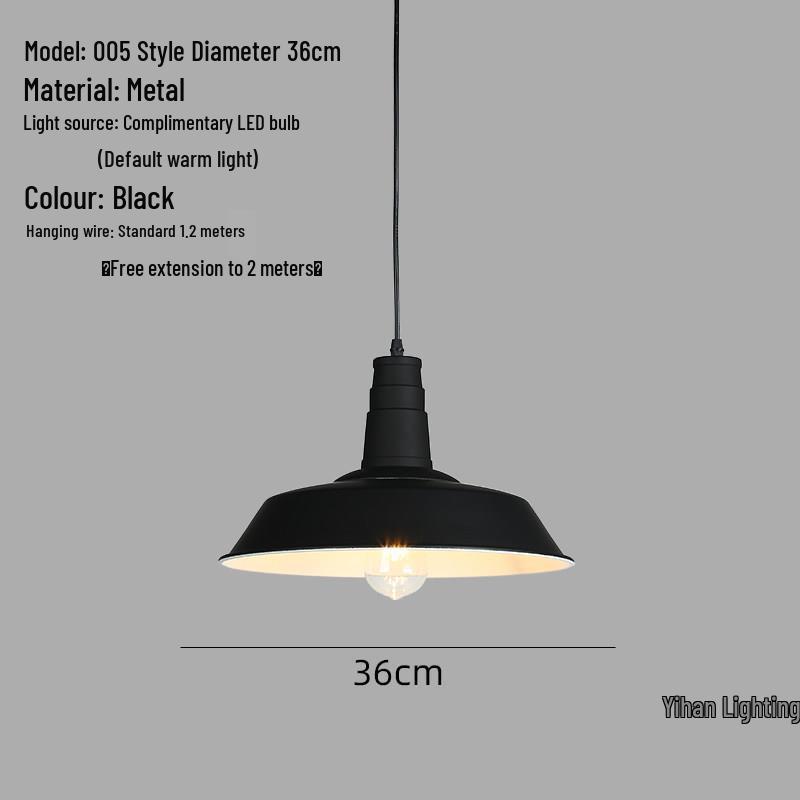 Modern Nordic Single-Head Pendant Light for Hotels, Bars, and Restaurants - Industrial Retro Style Lampshade.