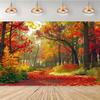 Red Maple Tree Autumn Tapestry Nature Landscape Wall Blanket for Bedroom Photography Background