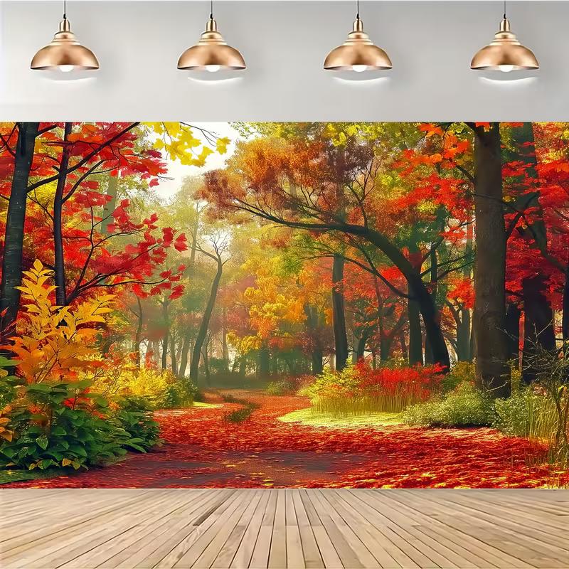 Red Maple Tree Autumn Tapestry Nature Landscape Wall Blanket for Bedroom Photography Background