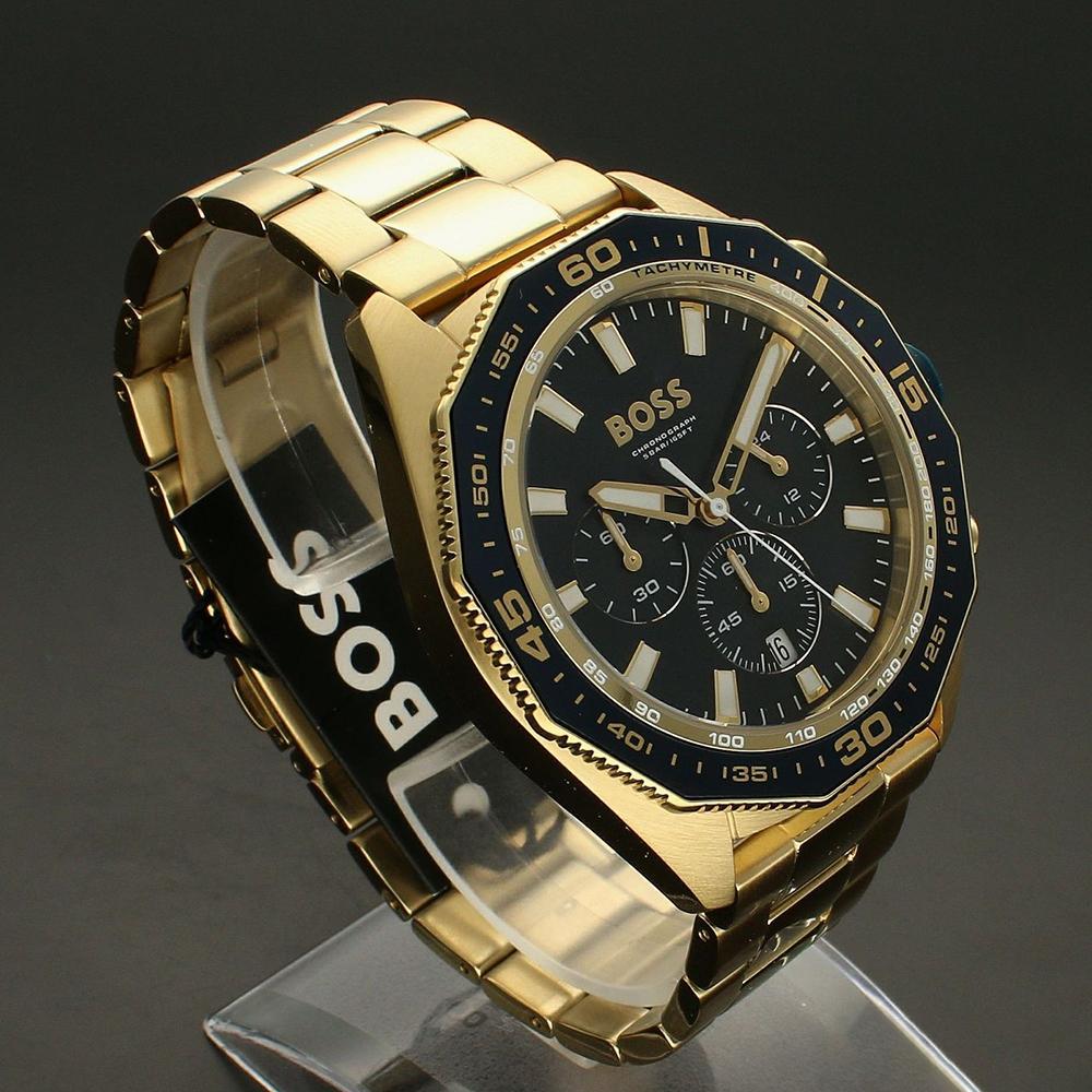 Hugo Boss 1513973 Men's Watch Gold Strap Blue Dial 44 Mm + Box