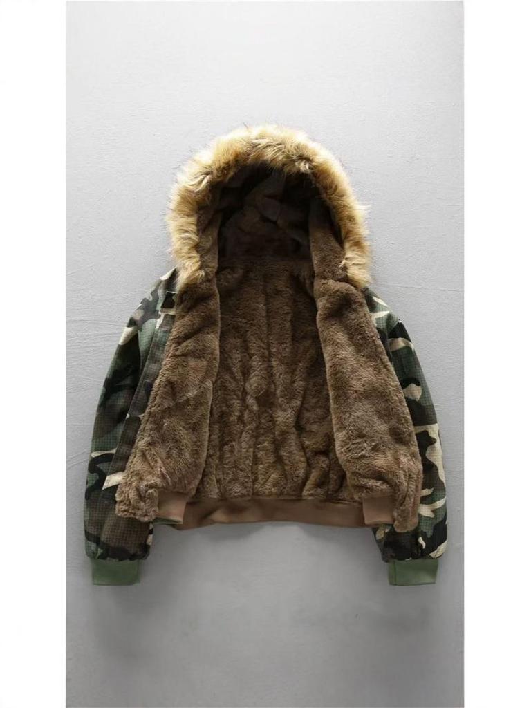 Men's Winter Camouflage Hooded Jacket - Double-Sided, Plus Velvet, Thick and Warm