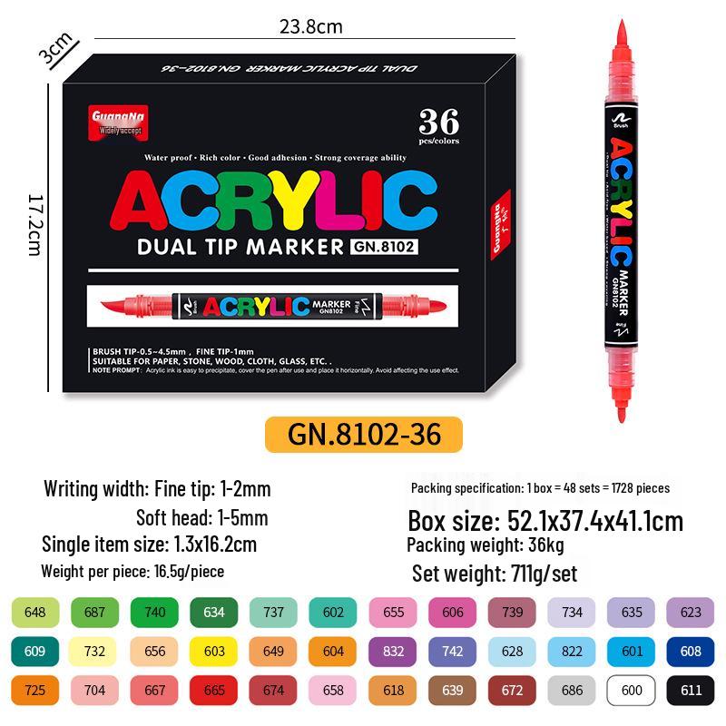 

Broad Collection 8102 Acrylic Double-Ended Marker Set - 168 Colors for DIY Art, Painting, and Graffiti, Stackable Brush Pens
