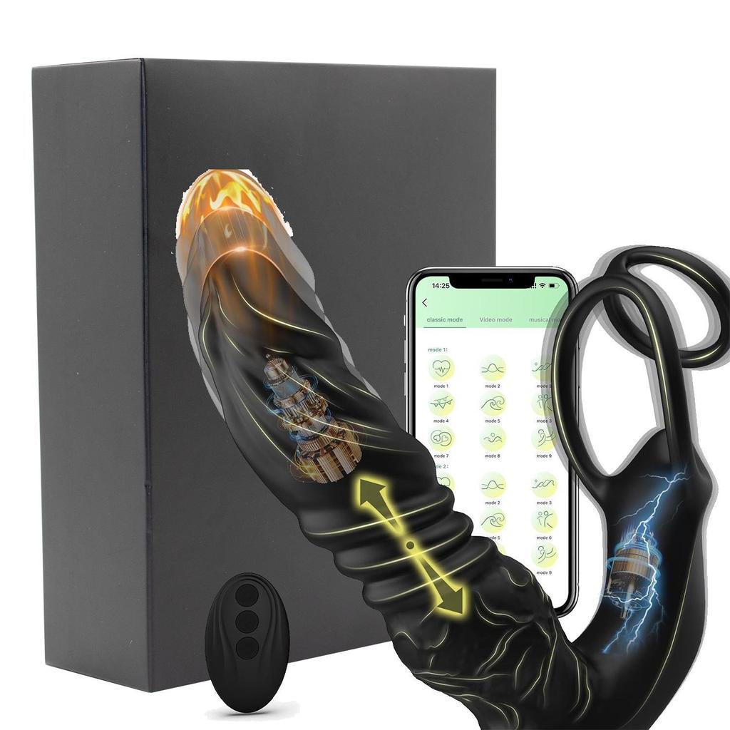 Remote-Controlled & App-Enabled Prostate Massager with Dual Ring Telescopic Vibration and Anal Plug for Men