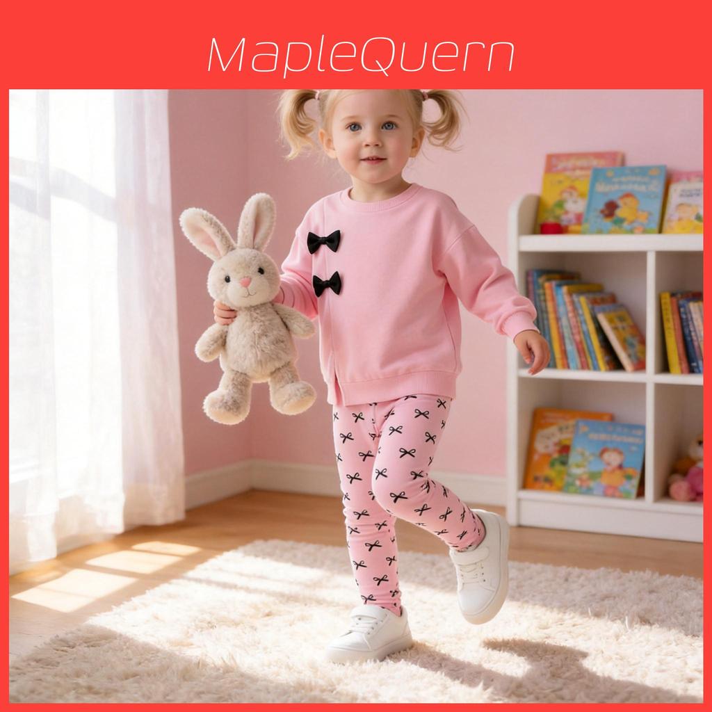 Mädchen Kleinkind Frühling Langarm Hose Set Mit Schleife Für Kinder