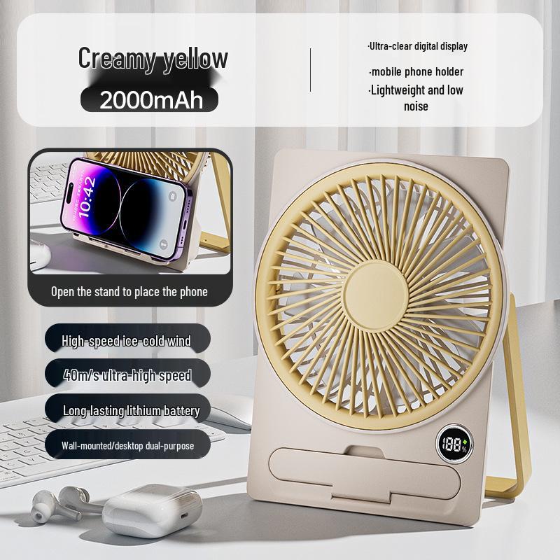

26-Year Model Cross-Border Silent Mini Fan with Long Battery Life & Smart Charging for Office & Dorm Use 18.5*13.5*3.5 cm