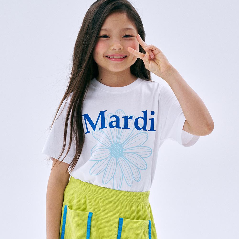 [mardimercredi] KIDS T-SHIRT FLOWERMARDI DUO_WHITE BLUE S(100)