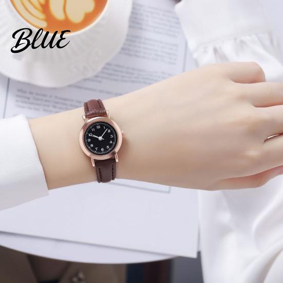 Lightweight Ladies Watch Women Round Dial with Faux Leather Strap