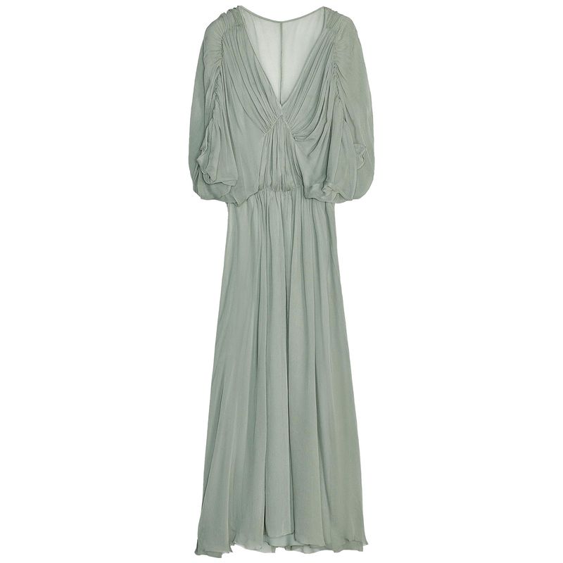 Zaprha 2025 Autumn New Fashion V-neck Pleat Dress Long Waist Hugging Slimming Temperament 2954285